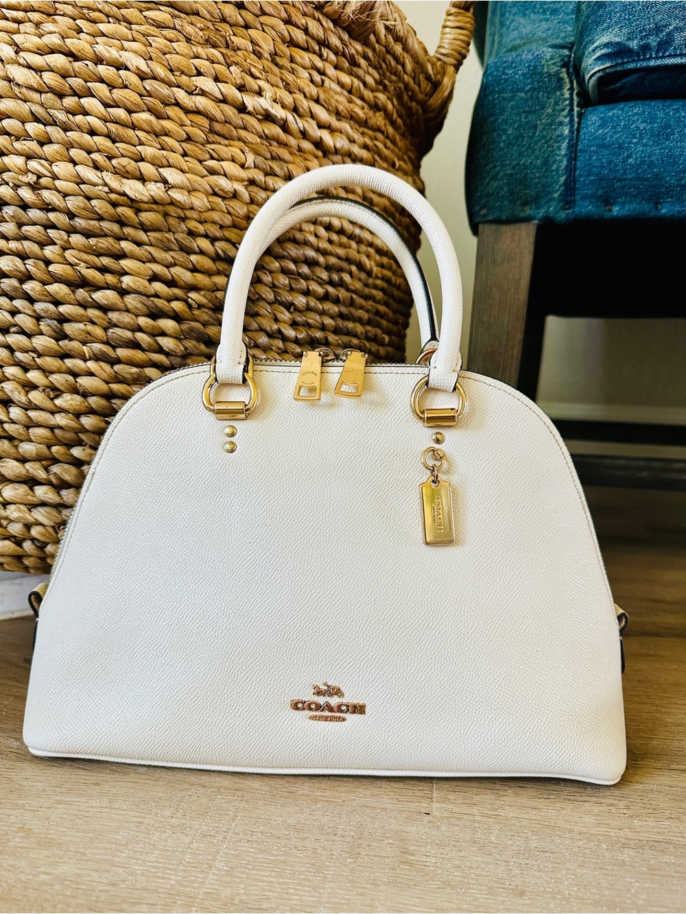 Coach Sierra Dome Satchel Chalk with Gold Hardware